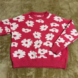 Maurices Pink and White Floral Sweater